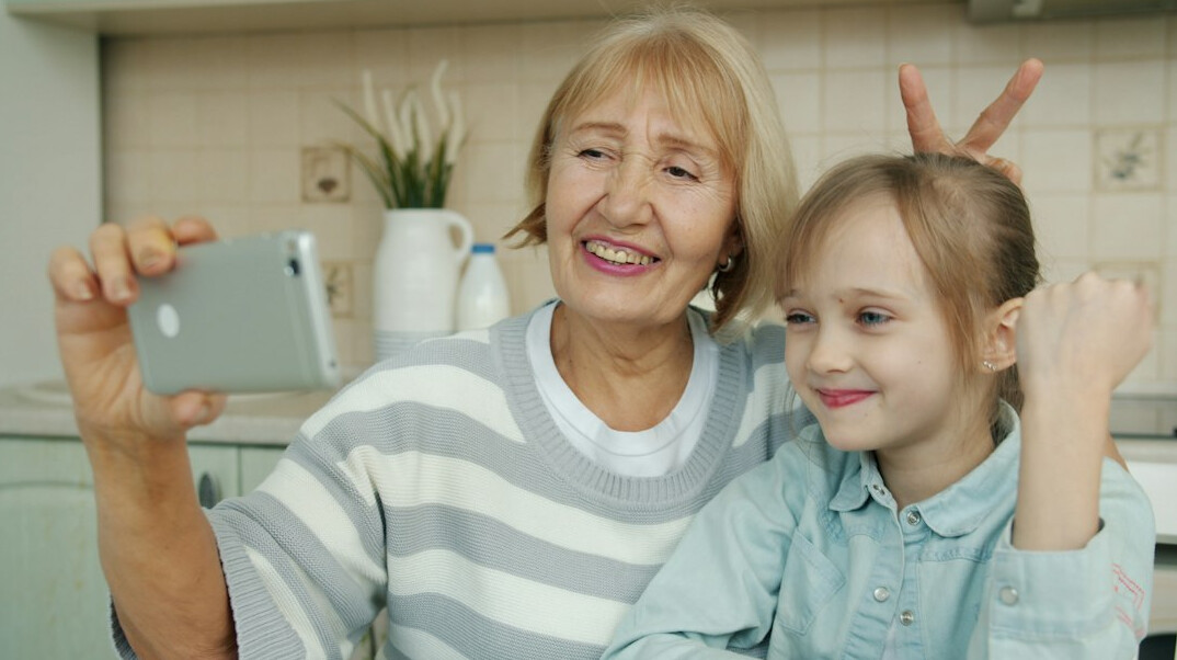 elderly woman on video call
